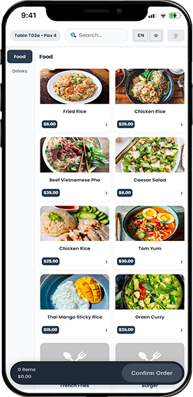 Customer menu on phone